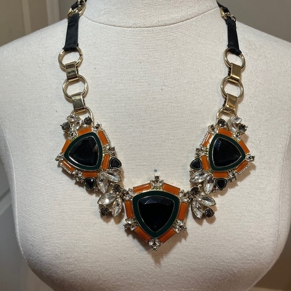 Banana Republic Necklace 9" Statement Rhinestone Preppy Modern Resort Holiday - Picture 1 of 11